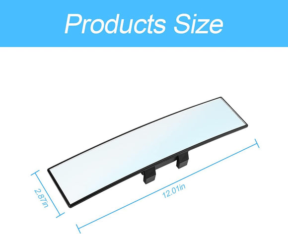 Car Rearview Mirrors, Shock Resistant Interior Clip-on Panoramic Rear View Mirror for Car, Wide Viewing Range, 12 inch HD Universal Use for Cars, SUVs, Trucks, Vehicles (White)