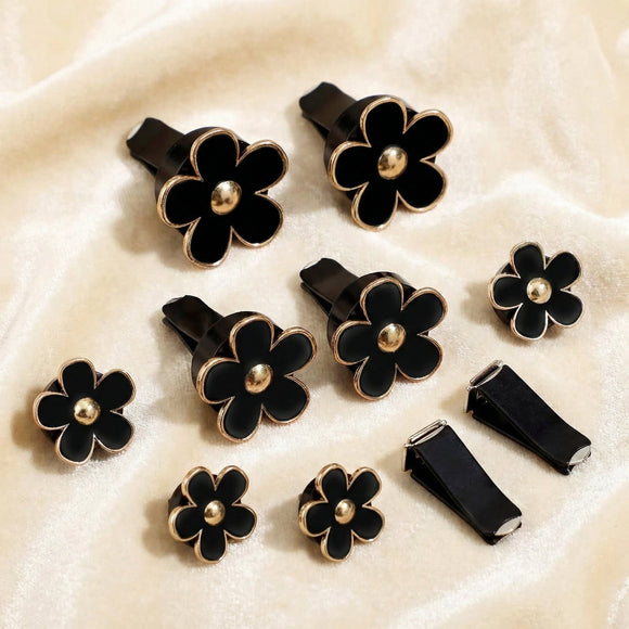 6 Pcs Daisy Flower Air Vent Clip Accessories Air Conditioning Outlet Clip Car Air Freshener Dashboard Accessories Charm Car Inter Decor(2.5 cm 3 cm 3.3 cm Black)