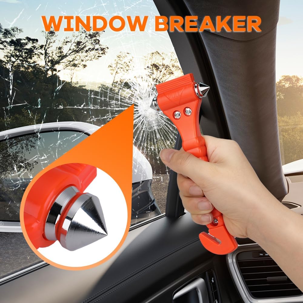 Car Safety Hammer Set of 2 Emergency Escape Tool Auto Car Window Glass Hammer Breaker and Seat Belt Cutter Escape 2-in-1 for Family Rescue & Auto Emergency Escape Tools