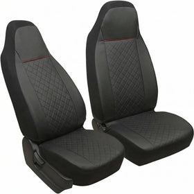 Front Car Seat Covers Bucket Seat Covers Leather High Back Auto Seat Covers for Cars Trucks Jeep Van SUV Pickup Airbag Compatible (Black)