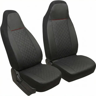 Front Car Seat Covers Bucket Seat Covers Leather High Back Auto Seat Covers for Cars Trucks Jeep Van SUV Pickup Airbag Compatible (Black)