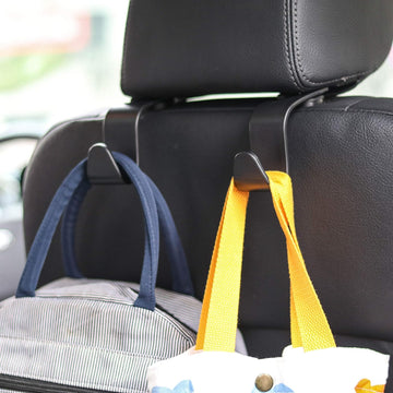 Car Seat Headrest Hook 4 Pack Hanger Storage Organizer Universal for Handbag Purse Coat fit Universal Vehicle Car Black S Type - 0