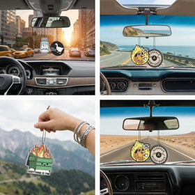 7 Pcs Funny Meme Car Air Fresheners Cute Cartoon Incense Chips Scented Diffuser Rearview Mirror Hanging Pendant Ornaments Decoration Automotive Interior Accessories Party Favors for Women Man - 0
