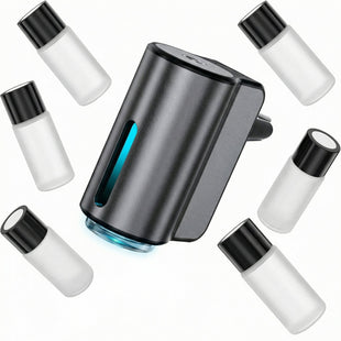 Smart Car Air Freshener Car Air Freshener Diffuser Car Diffuser Air Freshener with Three Adjustable Modes Aromatizante para Carro Car Diffuser with 8pcs Essential Oil(Black)