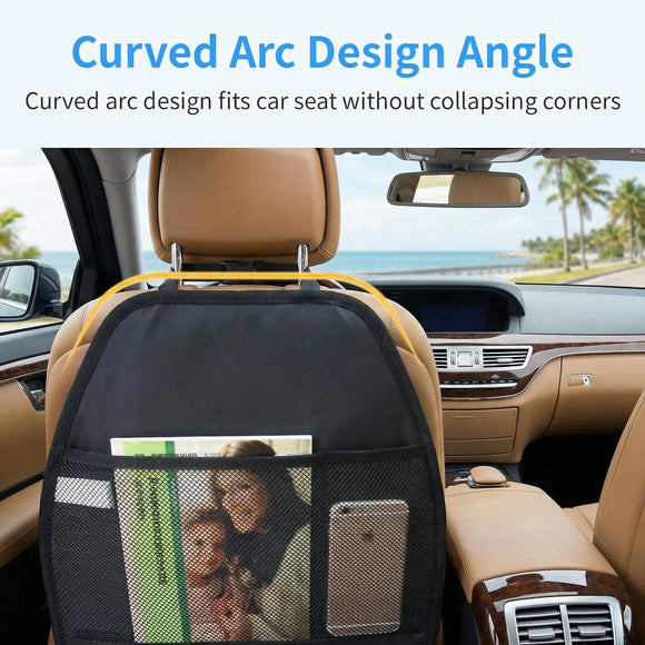Car Seat Protector Large Kick Mat 2 Pack Durable Water Resistant Auto Seat Back Covers with 2 Mesh Pockets Protection Against Dust Mud Scratches (Black 2-Pack)