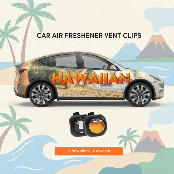 Car Air Freshener Vent Clips 8 PK 6 Hawaiian 2 New Car Car Fresheners for Men Women Up to 240 Days Natural Odor Eliminator