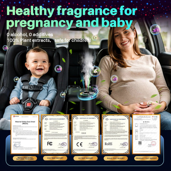Smart Car Air Freshener Star Ambiance Roof and Premium Design Healthy Eco-Friendly Fragrance Auto On/Off 3 Adjustable Modes Black Air Freshener Perfect for Car Bedroom Office Restrooms.