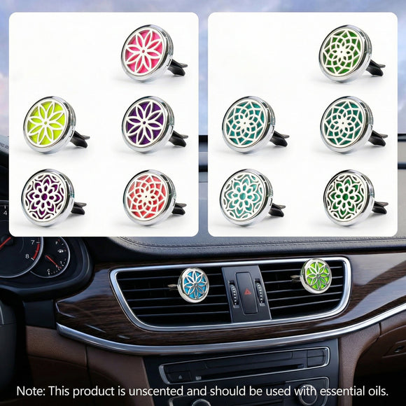 Car Diffuser Vent Clip - 30mm Aromatherapy Essential Oil Car Diffuser Vent Clips with 36 Refill Pads (3 Lotus Vent Clips Metal)