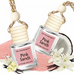 Hanging Car Air Freshener Long Lasting Essential Oil Diffuser Non-Toxic Pink Sands Scent Cute Car Fresheners for Women 2 Pack Made in USA