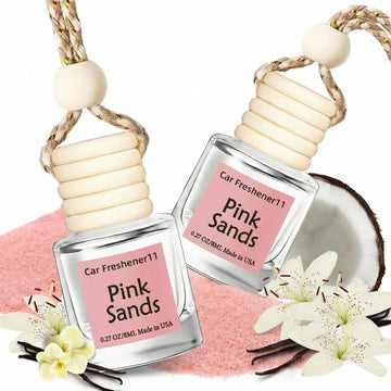 Hanging Car Air Freshener Long Lasting Essential Oil Diffuser Non-Toxic Pink Sands Scent Cute Car Fresheners for Women 2 Pack Made in USA