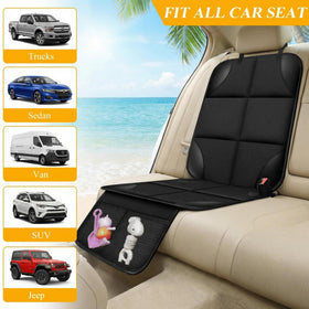 Car Seat Protector for Child Car Seat Durable 600D Fabric Waterproof Car Seat Cover with Thick Pad Non-Slip Backing (No Imprints) (1 pc -Black) - 0