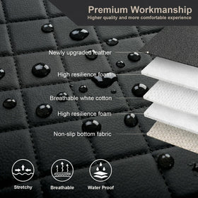 Rear Bench Seat Cover for Cars (50-54) Sedans SUV Truck Universal Faux Leather Back Seat Protector 60/40 Split Bench Seat Cover (Black) - 0