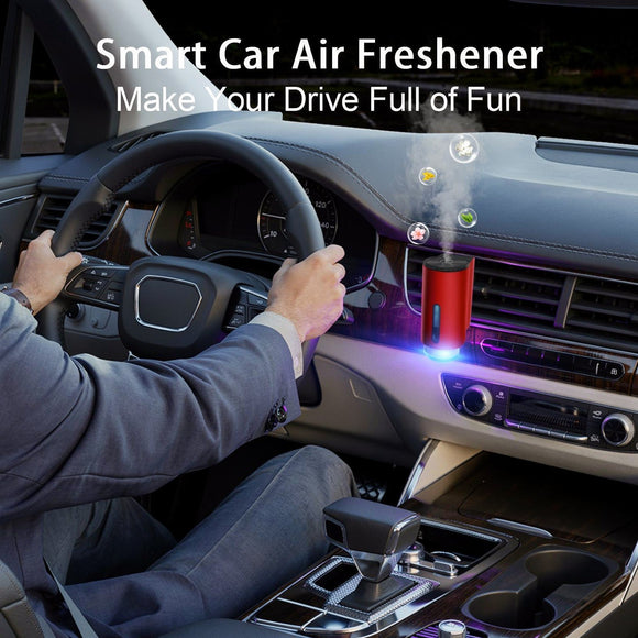 Car Air Freshener Diffuser Smart Aromatherapy Air Outlet Clip Long-Lasting Atomizer Rechargeable With 6pcs Aromatherapy Oil Red (6 Scents)