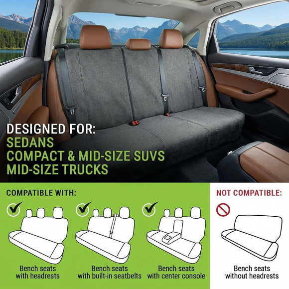 Back Seat Towel Seat Cover for Cars; Great for After Gym Workouts Dogs and Outdoor Activities; Universal Fit for Cars SUVs Vans Trucks EZ fit Non Slip Grip Grey