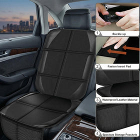 Car Seat Protector Auto Car Seat Protectors Baby Carseat Waterproof Durable 600D Fabric for Child Baby Car Seat Mat Vehicle Pet Cover 2 Storage Pockets (1 Pack) - 0