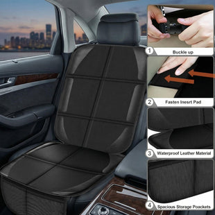 Car Seat Protector Auto Car Seat Protectors Baby Carseat Waterproof Durable 600D Fabric for Child Baby Car Seat Mat Vehicle Pet Cover 2 Storage Pockets (1 Pack)