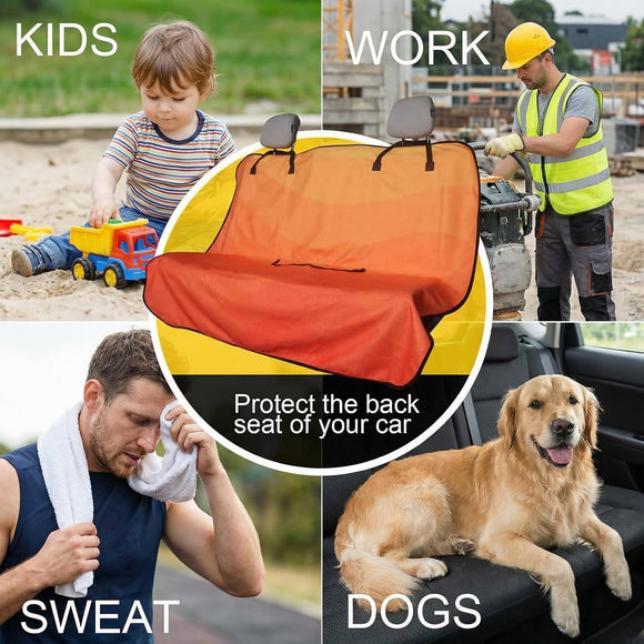 Back Seat Cover for Car Trucks Van SUV Waterproof Rear Bench Towel Seat Covers for Dogs and Kids Automotive Backseat Protector (Orange)
