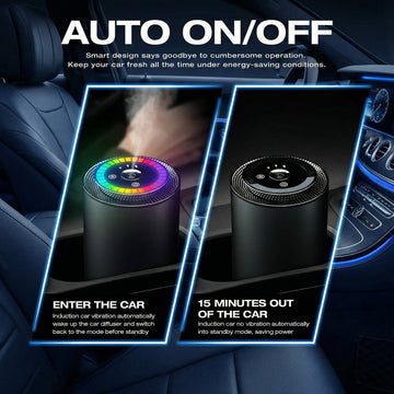 Smart Car Air Fresheners with Rhythmic Atmosphere Light Car Freshener Essential Oil Diffuser Auto On/Off Adjustable Concentration Battery Powered with 50ml perfume lasts 120 days - 0