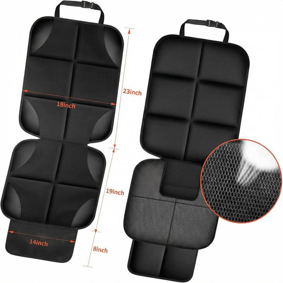Car Seat Protector 1 Pack Car Seat Cushion Mat Thickest Padding Waterproof 600D Fabric Car Seat Covers for Non-Slip Backing Mesh Pockets for Baby and Pet (Black 1 Pack)