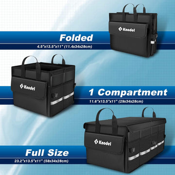 Car Trunk Organizer with Lid, Collapsible Car Trunk Storage Organizer, Car Organizer and Storage for SUV, Truck, Sedan (2C, Black) - 0