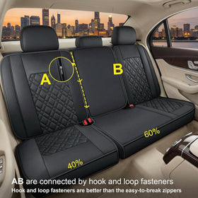 F150 Rear-only Seat Covers J03-Q3 with Waterproof Faux Leather Fit 2015-2025 Ford F150 and 2017-2025 F250 F350 F450 (Rear only Black) - 0