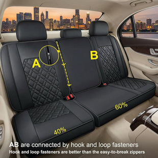F150 Rear-only Seat Covers J03-Q3 with Waterproof Faux Leather Fit 2015-2025 Ford F150 and 2017-2025 F250 F350 F450 (Rear only Black)