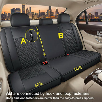 F150 Rear-only Seat Covers J03-Q3 with Waterproof Faux Leather Fit 2015-2025 Ford F150 and 2017-2025 F250 F350 F450 (Rear only Black) - 0