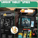 Car Backseat Organizer with Tablet Holder 11 Storage Pockets with Foldable Food Tray Protector Kick Mats for Kids Travel Accessories Organizer (Black 1Pack)-4
