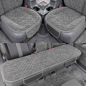 Car Seat Covers Universal Seat Covers for Car Accessories with Storage Pockets Car Front Seat Covers and Rear Bench Coverfor Automotive SUV Truck and Van(Grey)