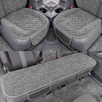 Car Seat Covers Universal Seat Covers for Car Accessories with Storage Pockets Car Front Seat Covers and Rear Bench Coverfor Automotive SUV Truck and Van(Grey)