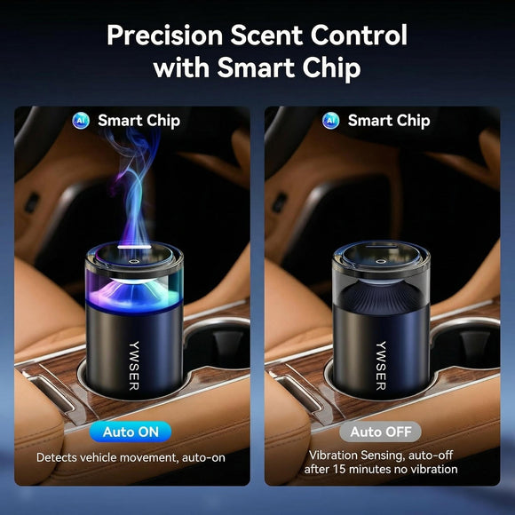 2025 Upgraded Smart Car Air Freshener Diffuser New Car Smell Air Freshener Long Lasting Auto On/Off Car Scent with 8 Ambient Lights Car Diffusers for Essential Oil (Snow Mountain)