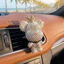 Handmade Bling Rhinestone Bear Car Air Freshener Cute Ornaments Car Vent Clips Accessories Perfume Clip Aromatherapy Diffuser Fragrance Cotton Pad Car Interior Decoratio Women Girl (AB)-2