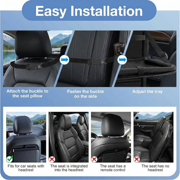 Car Backseat Organizer with Table Tray(2-Pack) 9 Storage Pockets Backseat Car Organizer and storage with Tablet Holder Kick Mats Back Seat Cover for Kids family Road Trip Essentials Travel