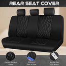 Luxury Faux Leather Rear Bench Car Seat Covers Waterproof Anti Slip Back Seat Covers Deluxe Automotive Backseat Cover Universal Fit for Most Cars Sedan SUV Pickup Truck (All Black)-5