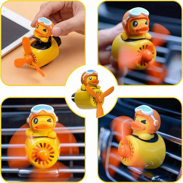 Pilot Yellow Duck Car Air Fresheners - Rotating Propeller Cartoon Automotive Diffuser with Creative Car Perfume Decoration - 0
