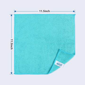 Microfiber Cleaning Cloth,12 Pack Cleaning Rag,Cleaning Towels with 4 Color Assorted,11.5"X11.5"(Green/Blue/Yellow/Pink) - 0