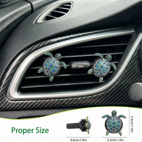 Sea Turtles Car Decor Cute Beach Themed Air Freshener Vent Clips 2pcs Glamorous Blue Turtle Coastal Car Accessories Interior Decoration for Women Refillable Outlet Diffuser - 0