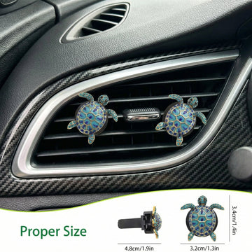 Sea Turtles Car Decor Cute Beach Themed Air Freshener Vent Clips 2pcs Glamorous Blue Turtle Coastal Car Accessories Interior Decoration for Women Refillable Outlet Diffuser - 0
