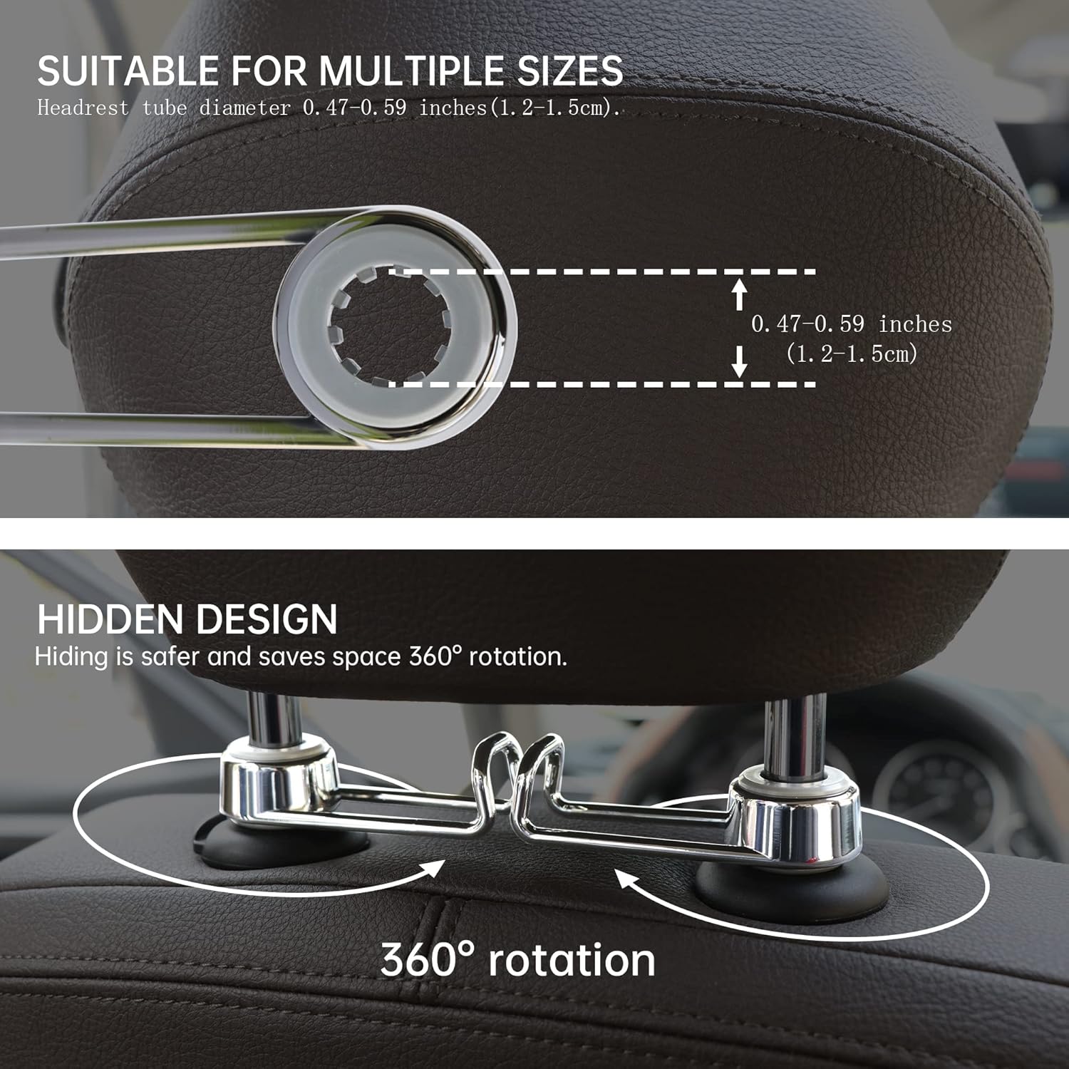 Car Purse Hook,Purse Holder for Car, Purse Hook for Car,Multi-Functional Hidden Hooks,Headrest Hooks for Car,Car Storage Hooks Saygoodbye to The Messy Space,Boutique Deep Gun Color