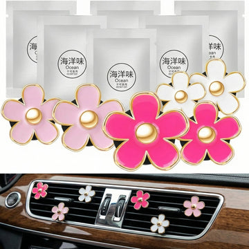 Pink Car Accessories for Women Teen Girls 6PCS Cute Auto Scent Air Fresheners Vent Clips Girly Daisy Flower Decorations Interior Aesthetic Things Cars Perfume Decor Stuff Christmas Gifts for Her Mom - 0