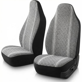Baja Blanket Seat Covers Gray Diamond High Back Bucket Seat Covers - Jacquard Fabric Airbag Compatible Universal Fit for Cars Trucks SUVs and Vans