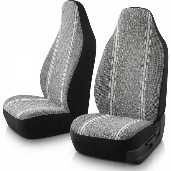 Baja Blanket Seat Covers Gray Diamond High Back Bucket Seat Covers - Jacquard Fabric Airbag Compatible Universal Fit for Cars Trucks SUVs and Vans