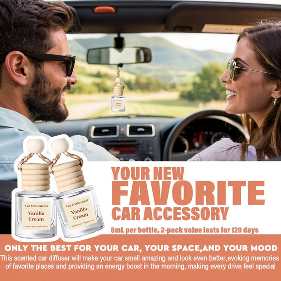 Car Air Freshener Diffuser 2 Pack Hanging Air Freshener Diffuser - Vanilla Cream Fragrance Oil Air D iffuser for Car 45+ days Long Lasting Fragrance Made in USA C ar Air Fresheners (V54)