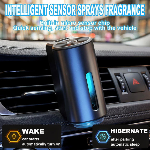 Smart Car Air Freshener Car Air Freshener Diffuser Rechargeable Car Aroma Diffuser 3 Levels of Adjustable Intelligent Car Diffuser Mens Fragrance with 3 Bottles of Cologne