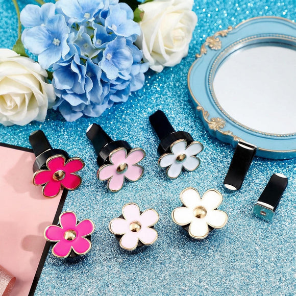 6 Pcs Daisy Flower Air Vent Clip Accessories Air Conditioning Outlet Clip Car Air Freshener Dashboard Accessories Charm Car Inter Decor(3 cm 3.3 cm Red Pink White)