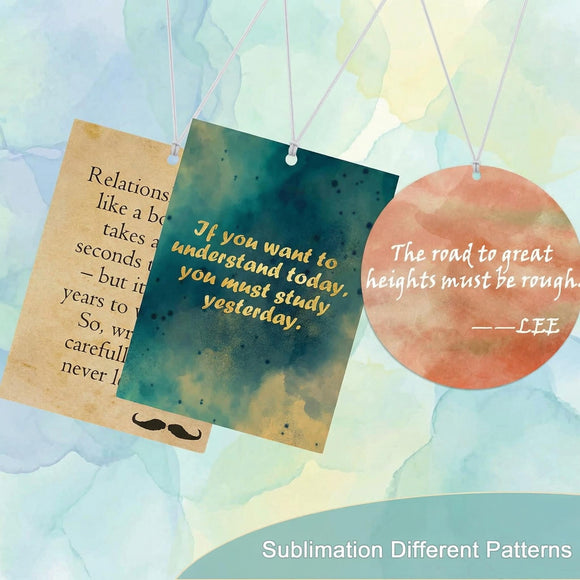 101Pcs Air Freshener Sublimation Blanks Kit Car Scented Hanging Sheets DIY Felt Sublimation Blank Air Freshener Sheet for Car and Home with Elastic Rope and Self-Seal Bags (Circle+Rectangle)