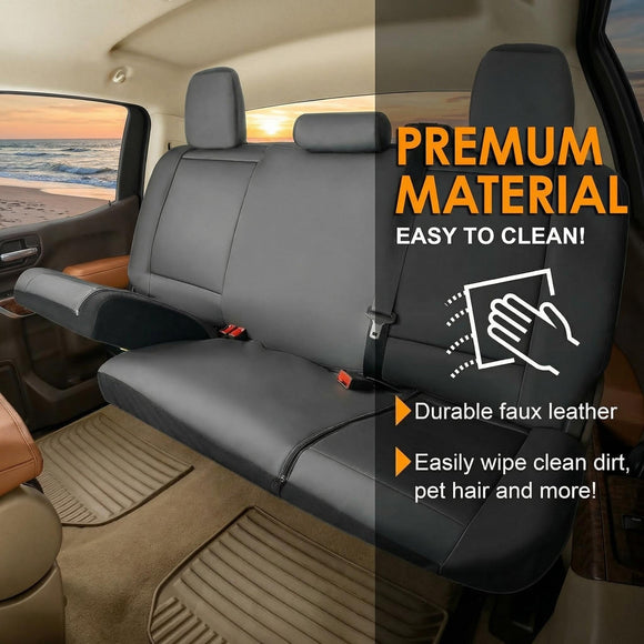 Bench Seat Cover Fits All Full-Size Silverado F-150 Ram Sierra Titan Tundra Pickup Trucks; Folding Bench or Standard Bench Seats; Premium Faux Leather Black (1370036LT)
