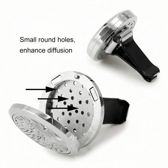 2PCS 30mm Car Aromatherapy Essential Oil Diffuser Stainless Steel Locket with Vent Clip 12 Felt Pads