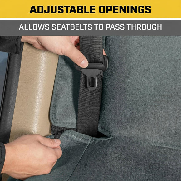Flexfit Gray Rear Seat Cover for Car SUV & Truck - Durable Canvas Material Back Car Seat Covers 60/40 Split Bench Protector - Back Seat Cover & Back Seat Protector Interior Accessories