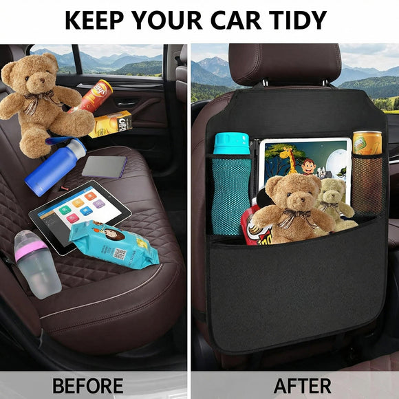Premium Backseat Organizer for Kids 2 Pack Heavy Duty Waterproof and Stain Resistant Kick Mats Back Seat Protector Durable Backseat Car Organizer with Tablet Holder+Storage Pockets